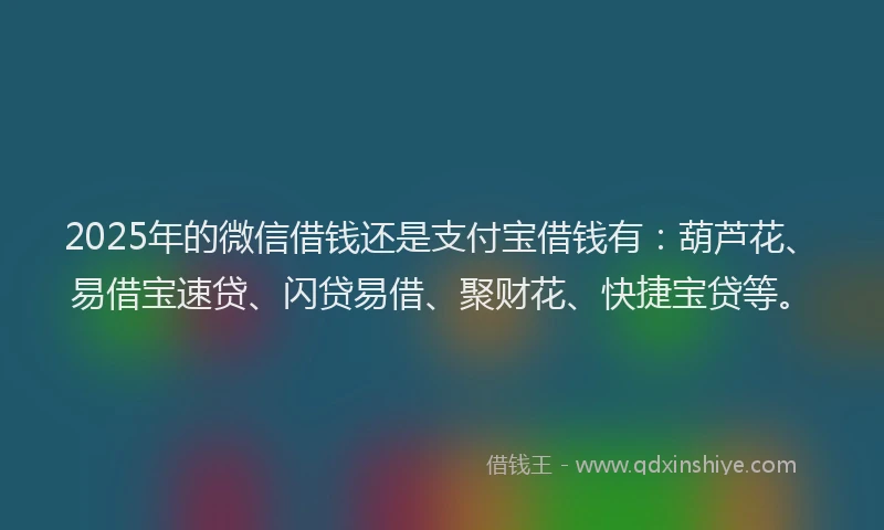2025年的微信借钱还是支付宝借钱有：葫芦花、易借宝速贷、闪贷易借、聚财花、快捷宝贷等。
