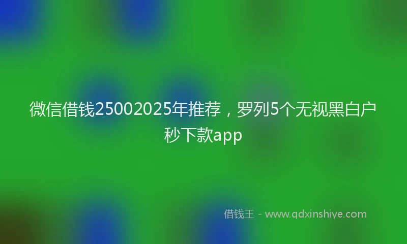 微信借钱25002025年推荐，罗列5个无视黑白户秒下款app