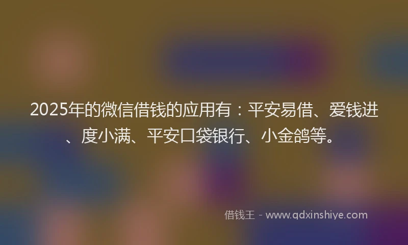 2025年的微信借钱的应用有：平安易借、爱钱进、度小满、平安口袋银行、小金鸽等。