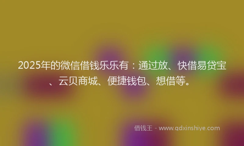 2025年的微信借钱乐乐有：通过放、快借易贷宝、云贝商城、便捷钱包、想借等。
