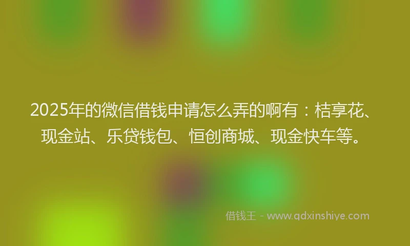 2025年的微信借钱申请怎么弄的啊有：桔享花、现金站、乐贷钱包、恒创商城、现金快车等。
