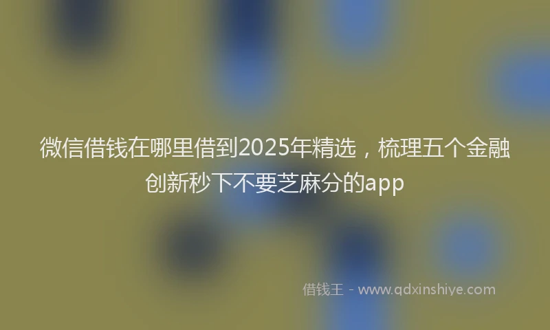 微信借钱在哪里借到2025年精选，梳理五个金融创新秒下不要芝麻分的app