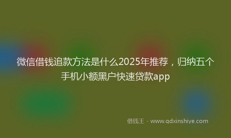 微信借钱追款方法是什么2025年推荐，归纳五个手机小额黑户快速贷款app