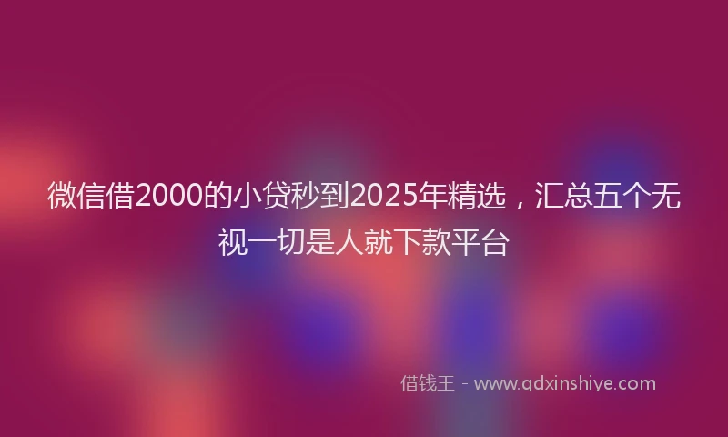微信借2000的小贷秒到2025年精选，汇总五个无视一切是人就下款平台