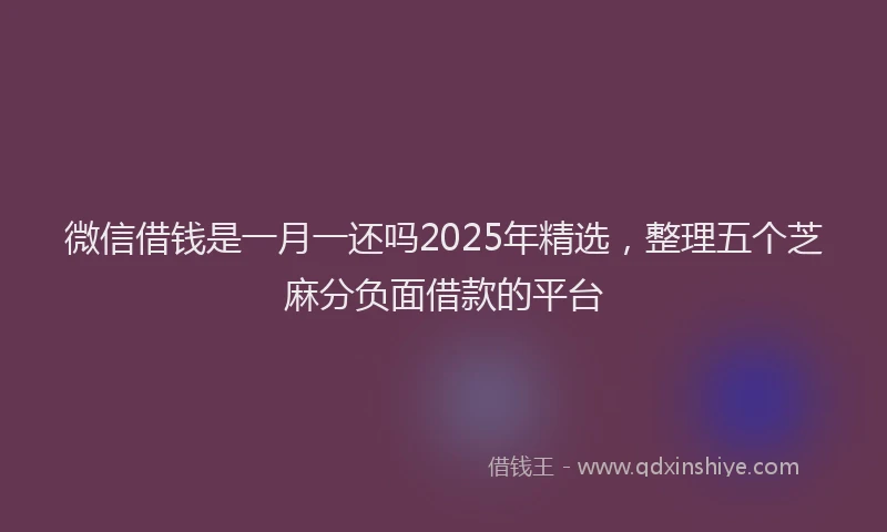 微信借钱是一月一还吗2025年精选，整理五个芝麻分负面借款的平台