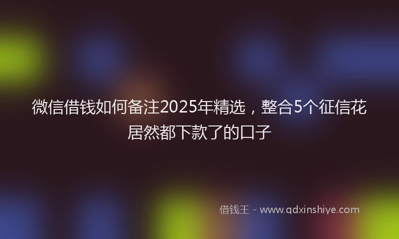 微信借钱如何备注2025年精选，整合5个征信花居然都下款了的口子