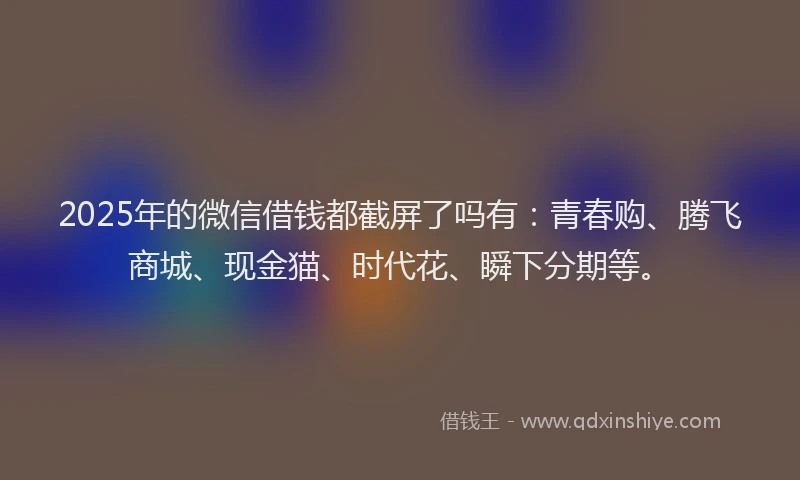 2025年的微信借钱都截屏了吗有：青春购、腾飞商城、现金猫、时代花、瞬下分期等。