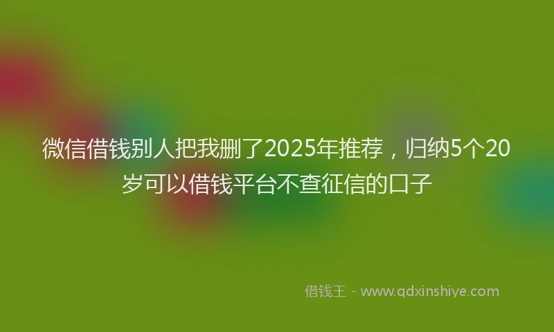 微信借钱别人把我删了2025年推荐，归纳5个20岁可以借钱平台不查征信的口子