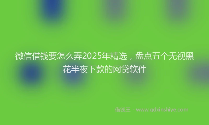 微信借钱要怎么弄2025年精选，盘点五个无视黑花半夜下款的网贷软件