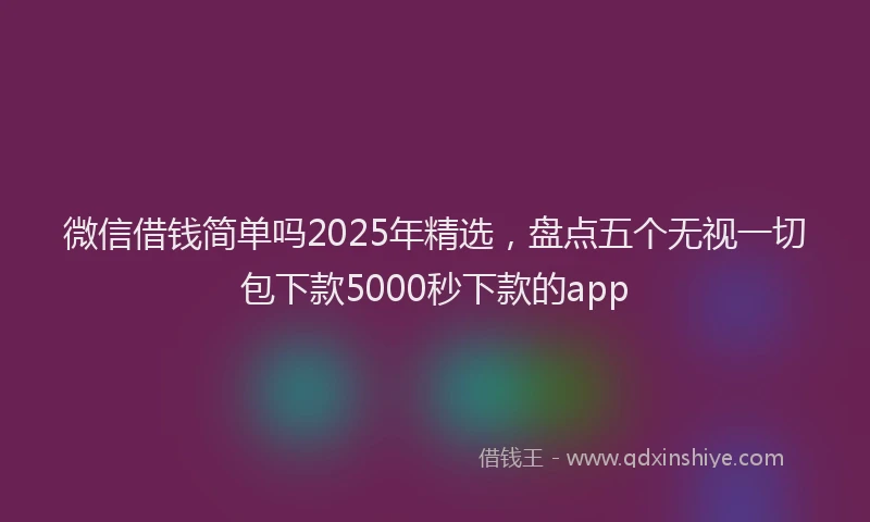 微信借钱简单吗2025年精选，盘点五个无视一切包下款5000秒下款的app