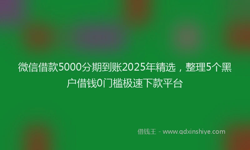 微信借款5000分期到账2025年精选，整理5个黑户借钱0门槛极速下款平台