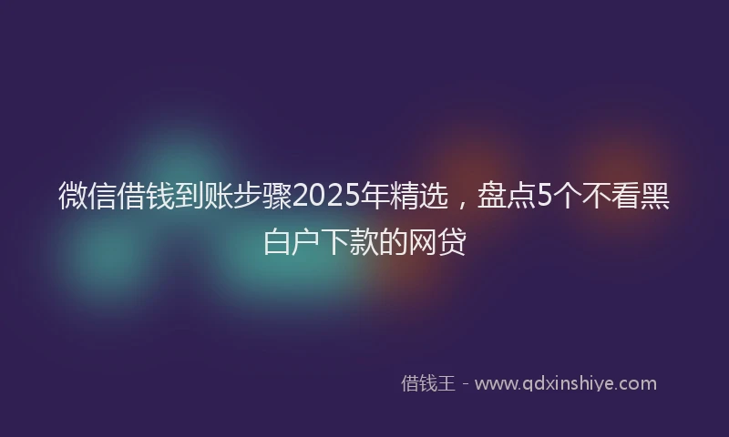 微信借钱到账步骤2025年精选，盘点5个不看黑白户下款的网贷