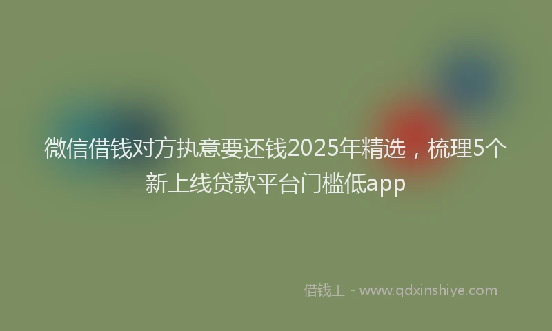 微信借钱对方执意要还钱2025年精选，梳理5个新上线贷款平台门槛低app