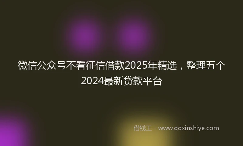微信公众号不看征信借款2025年精选，整理五个2024最新贷款平台