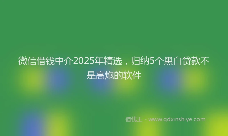 微信借钱中介2025年精选，归纳5个黑白贷款不是高炮的软件