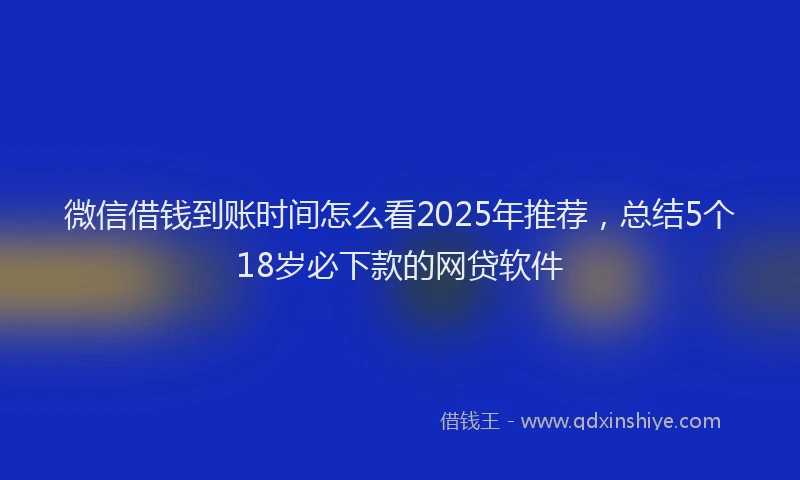 微信借钱到账时间怎么看2025年推荐，总结5个18岁必下款的网贷软件