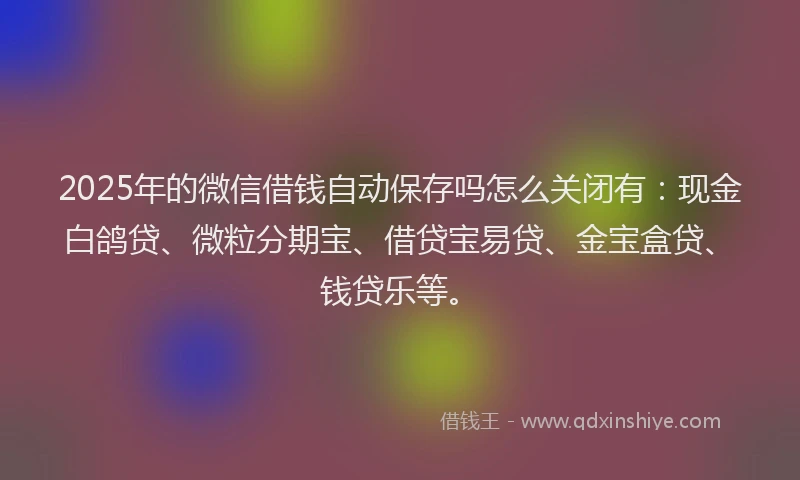 2025年的微信借钱自动保存吗怎么关闭有：现金白鸽贷、微粒分期宝、借贷宝易贷、金宝盒贷、钱贷乐等。
