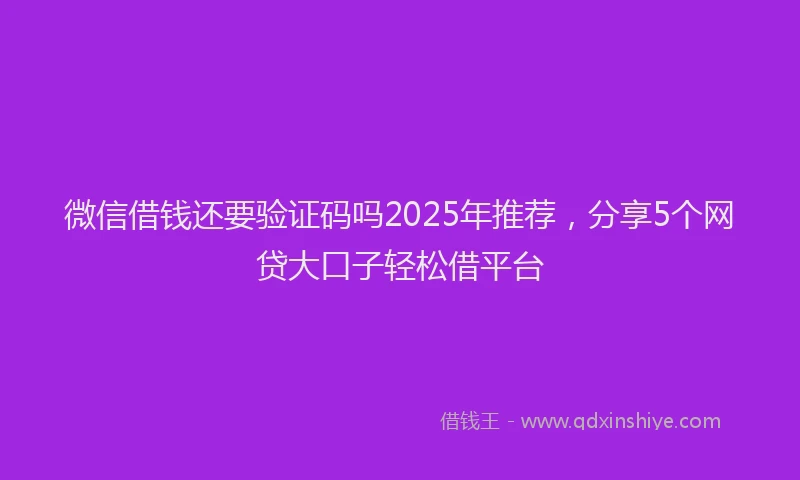 微信借钱还要验证码吗2025年推荐，分享5个网贷大口子轻松借平台