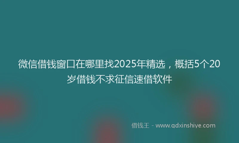 微信借钱窗口在哪里找2025年精选，概括5个20岁借钱不求征信速借软件