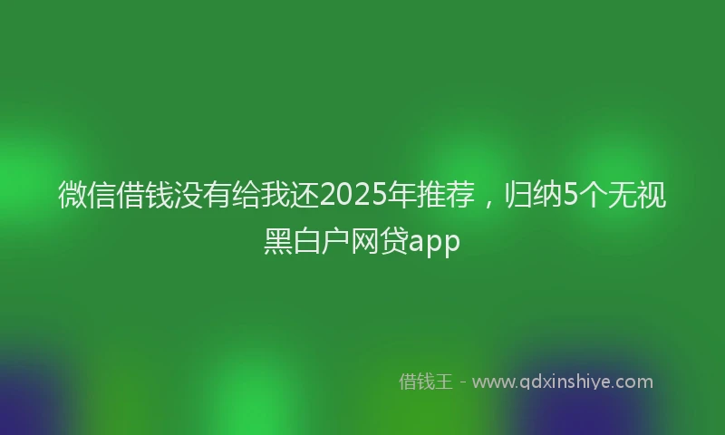 微信借钱没有给我还2025年推荐，归纳5个无视黑白户网贷app
