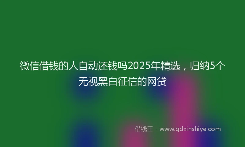 微信借钱的人自动还钱吗2025年精选，归纳5个无视黑白征信的网贷