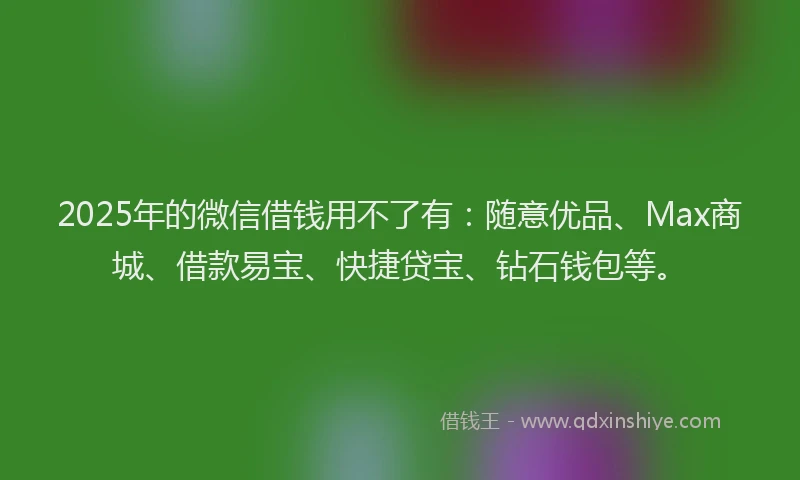 2025年的微信借钱用不了有：随意优品、Max商城、借款易宝、快捷贷宝、钻石钱包等。