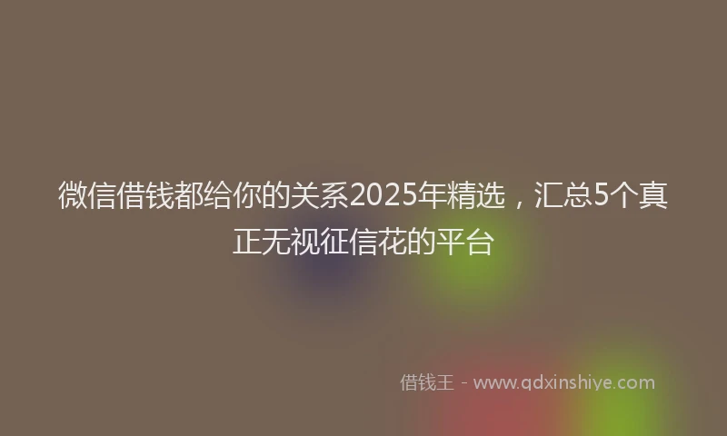 微信借钱都给你的关系2025年精选，汇总5个真正无视征信花的平台