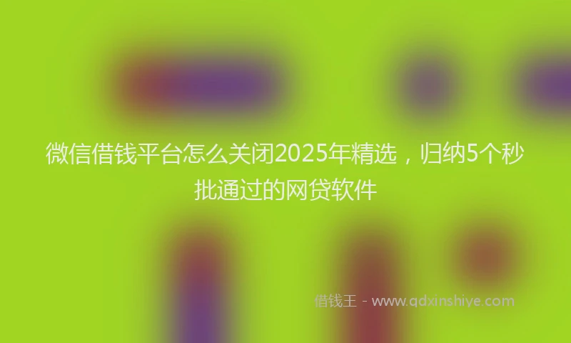 微信借钱平台怎么关闭2025年精选，归纳5个秒批通过的网贷软件