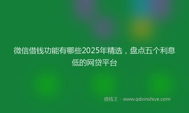 微信借钱功能有哪些2025年精选，盘点五个利息低的网贷平台