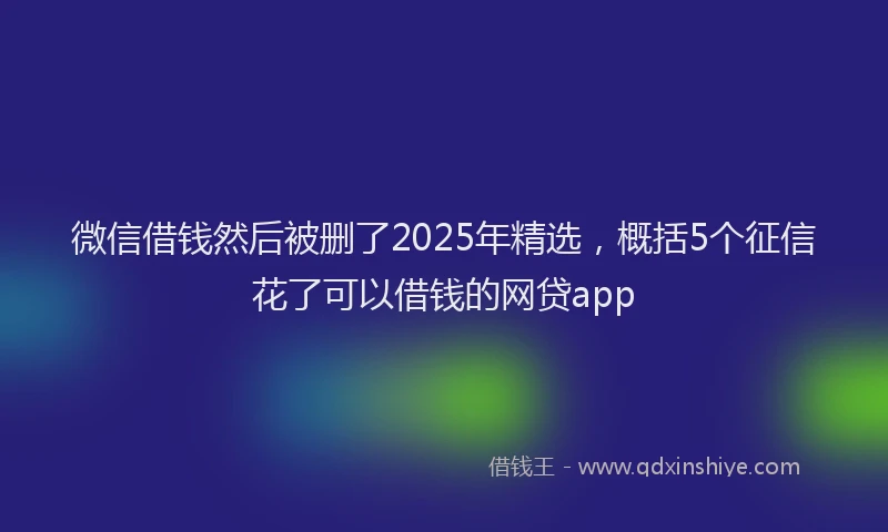 微信借钱然后被删了2025年精选，概括5个征信花了可以借钱的网贷app