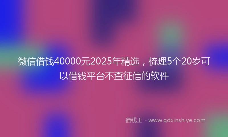 微信借钱40000元2025年精选，梳理5个20岁可以借钱平台不查征信的软件