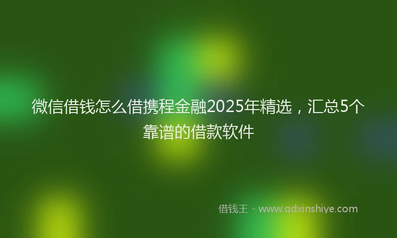 微信借钱怎么借携程金融2025年精选，汇总5个靠谱的借款软件
