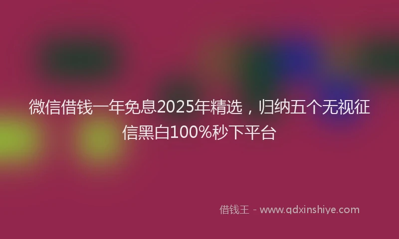 微信借钱一年免息2025年精选，归纳五个无视征信黑白100%秒下平台