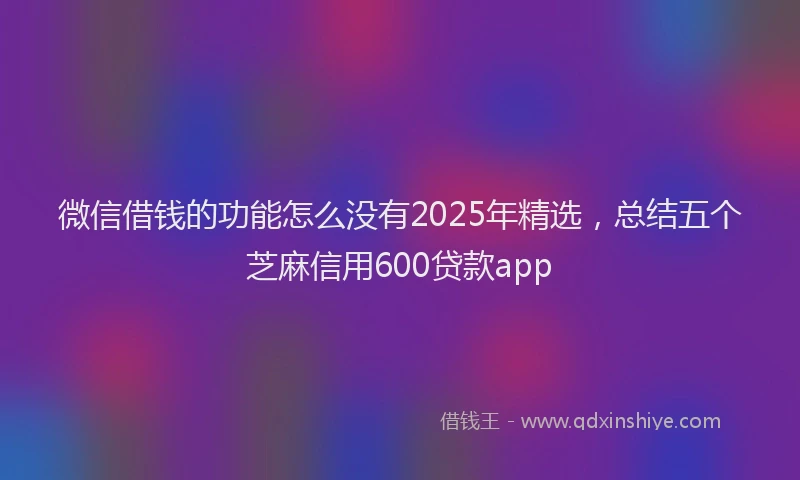 微信借钱的功能怎么没有2025年精选，总结五个芝麻信用600贷款app