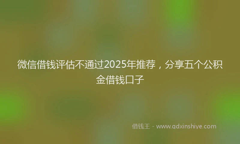 微信借钱评估不通过2025年推荐，分享五个公积金借钱口子
