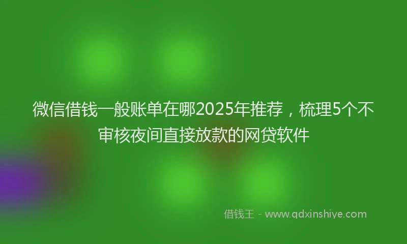微信借钱一般账单在哪2025年推荐，梳理5个不审核夜间直接放款的网贷软件