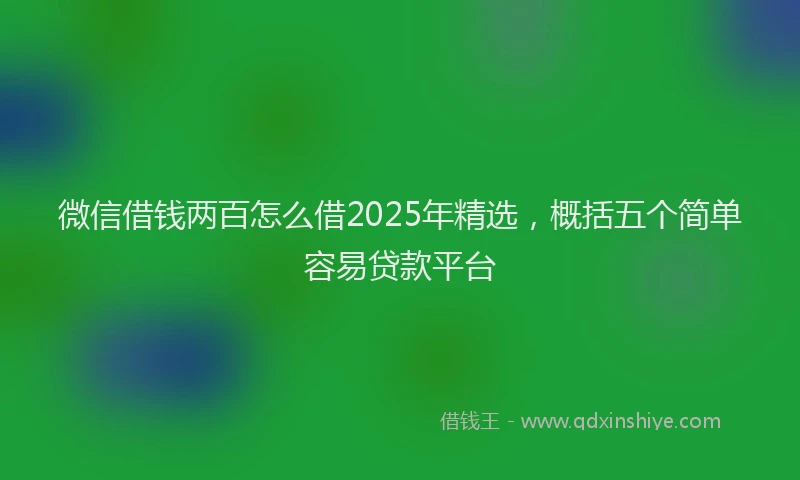 微信借钱两百怎么借2025年精选，概括五个简单容易贷款平台