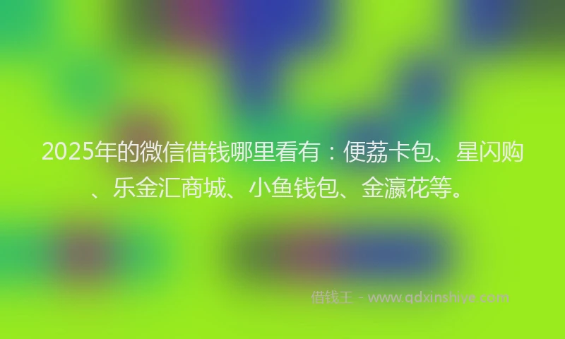 2025年的微信借钱哪里看有：便荔卡包、星闪购、乐金汇商城、小鱼钱包、金瀛花等。