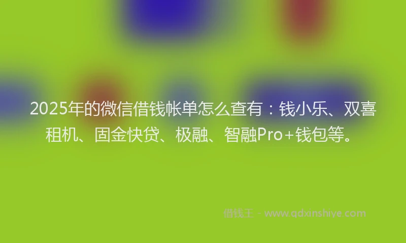 2025年的微信借钱帐单怎么查有：钱小乐、双喜租机、固金快贷、极融、智融Pro+钱包等。