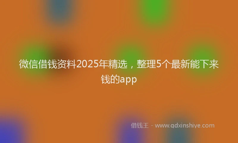 微信借钱资料2025年精选，整理5个最新能下来钱的app