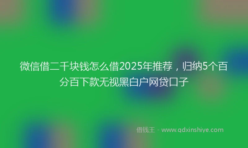 微信借二千块钱怎么借2025年推荐，归纳5个百分百下款无视黑白户网贷口子
