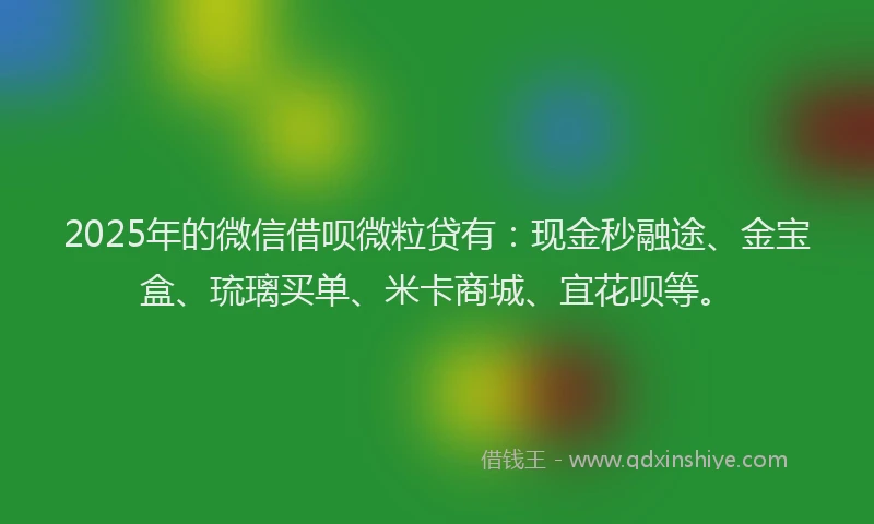 2025年的微信借呗微粒贷有：现金秒融途、金宝盒、琉璃买单、米卡商城、宜花呗等。