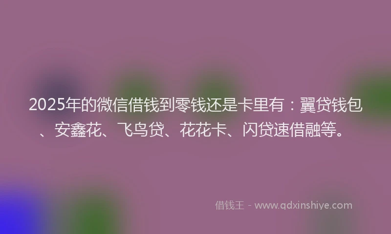 2025年的微信借钱到零钱还是卡里有：翼贷钱包、安鑫花、飞鸟贷、花花卡、闪贷速借融等。