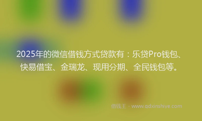 2025年的微信借钱方式贷款有：乐贷Pro钱包、快易借宝、金瑞龙、现用分期、全民钱包等。