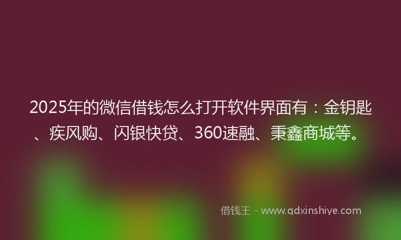 2025年的微信借钱怎么打开软件界面有：金钥匙、疾风购、闪银快贷、360速融、秉鑫商城等。