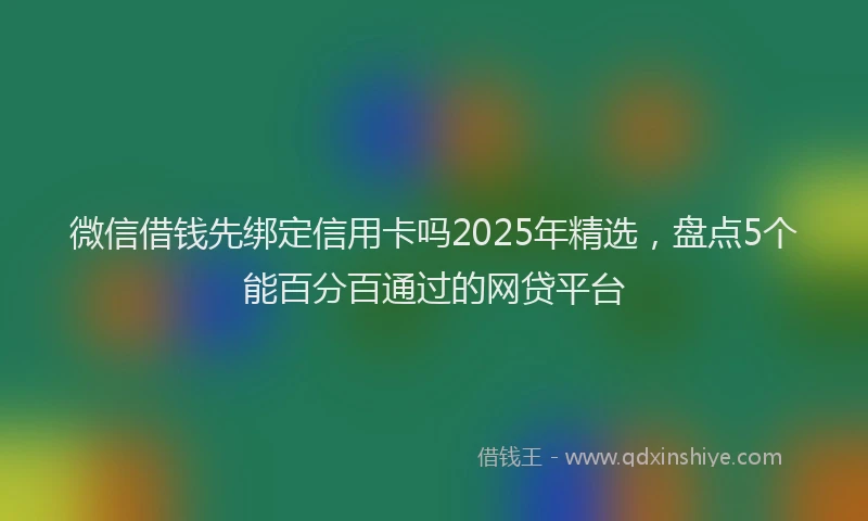 微信借钱先绑定信用卡吗2025年精选，盘点5个能百分百通过的网贷平台
