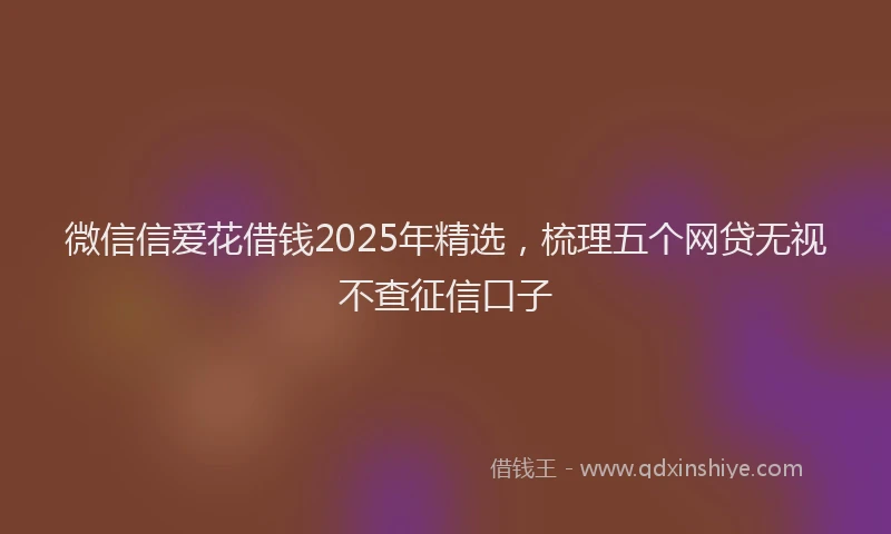 微信信爱花借钱2025年精选，梳理五个网贷无视不查征信口子
