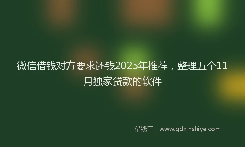 微信借钱对方要求还钱2025年推荐，整理五个11月独家贷款的软件