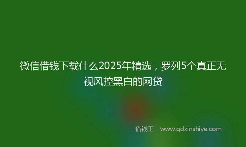 微信借钱下载什么2025年精选，罗列5个真正无视风控黑白的网贷
