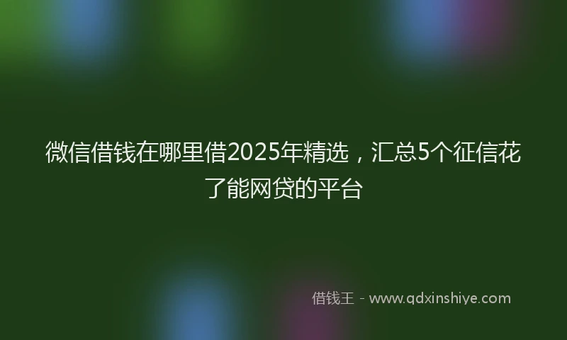 微信借钱在哪里借2025年精选，汇总5个征信花了能网贷的平台
